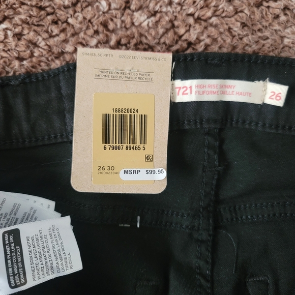 Levi's High Rise Black Jeans Sleek Silhouette | Size 26 X 30 - Picture 9 of 10